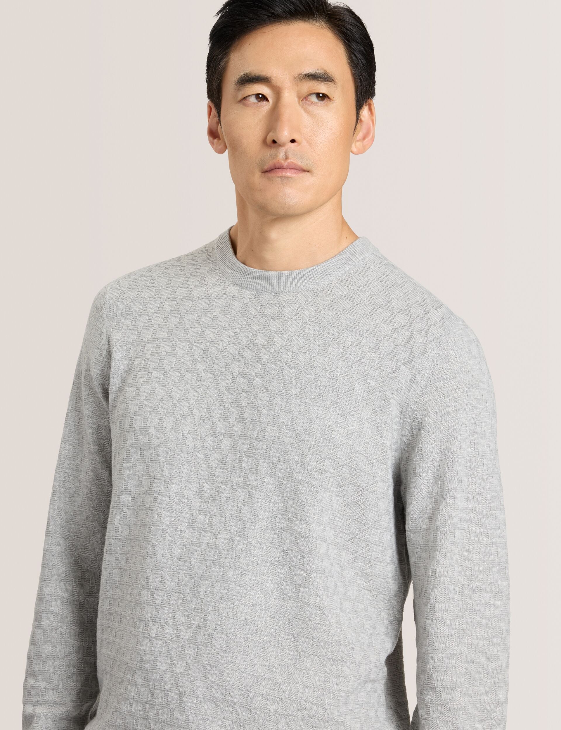 Ted Baker T STITCH LONG SLEEVE CREW NECK SWEATER - Grey Heather GREY