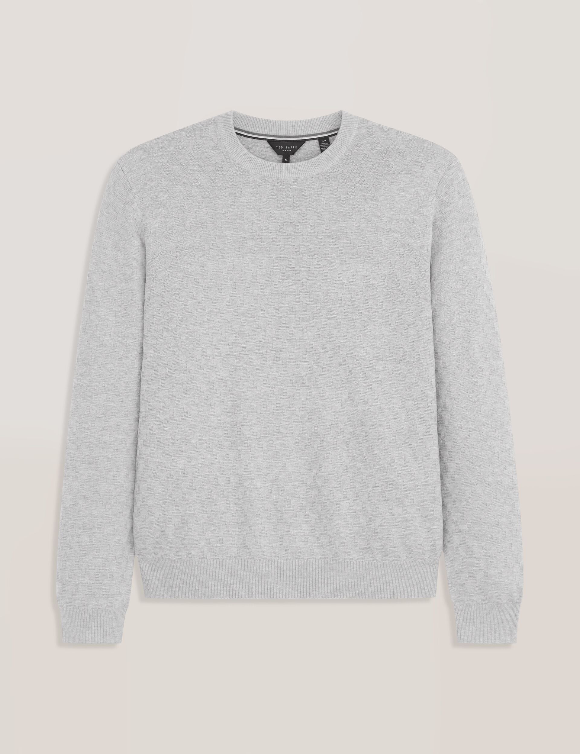 Ted Baker T STITCH LONG SLEEVE CREW NECK SWEATER - Grey Heather GREY