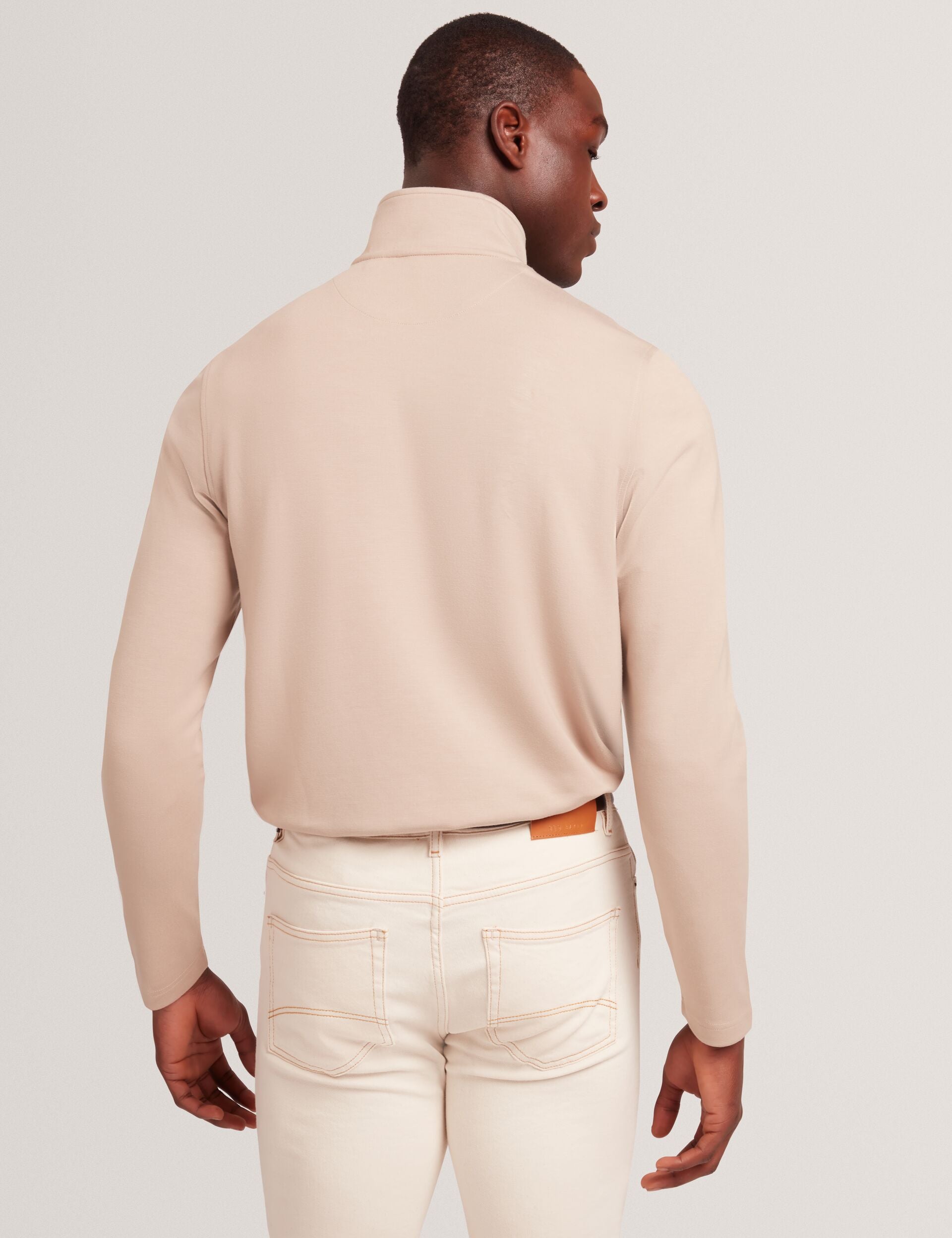 Ted Baker SIMONEA - Textured Panel Half-Zip Modal Sweatshirt TAUPE