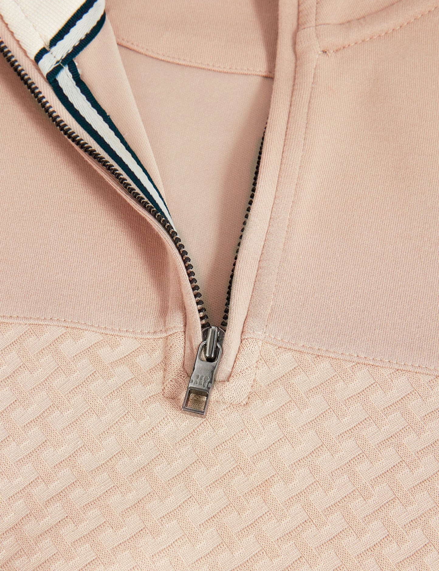 Ted Baker SIMONEA - Textured Panel Half-Zip Modal Sweatshirt TAUPE