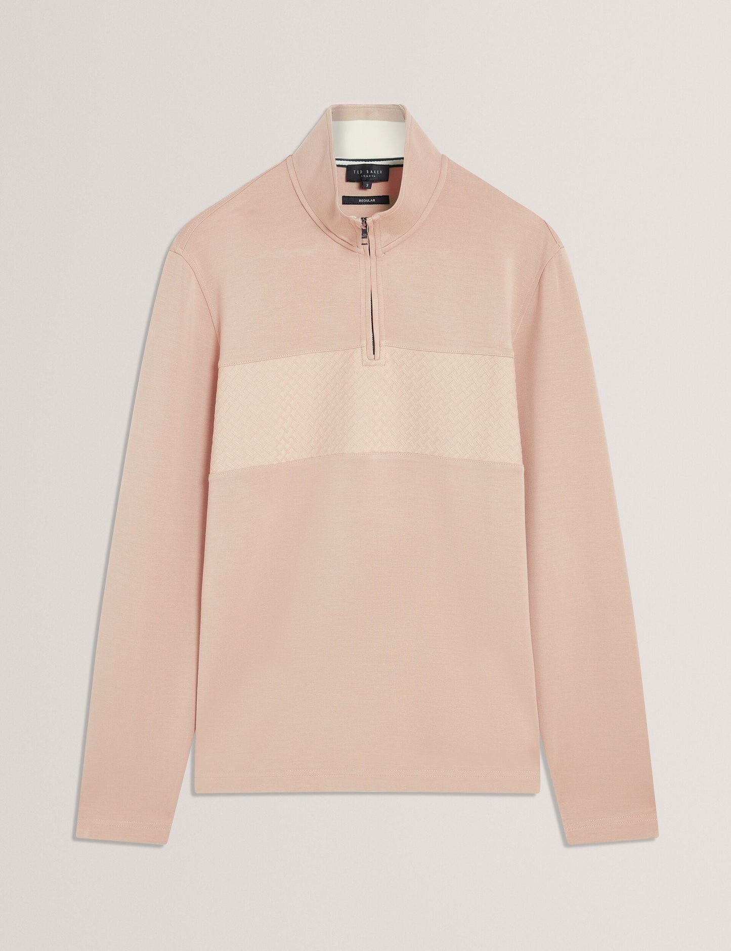Ted Baker SIMONEA - Textured Panel Half-Zip Modal Sweatshirt TAUPE