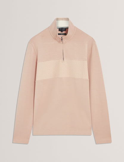 Ted Baker SIMONEA - Textured Panel Half-Zip Modal Sweatshirt TAUPE