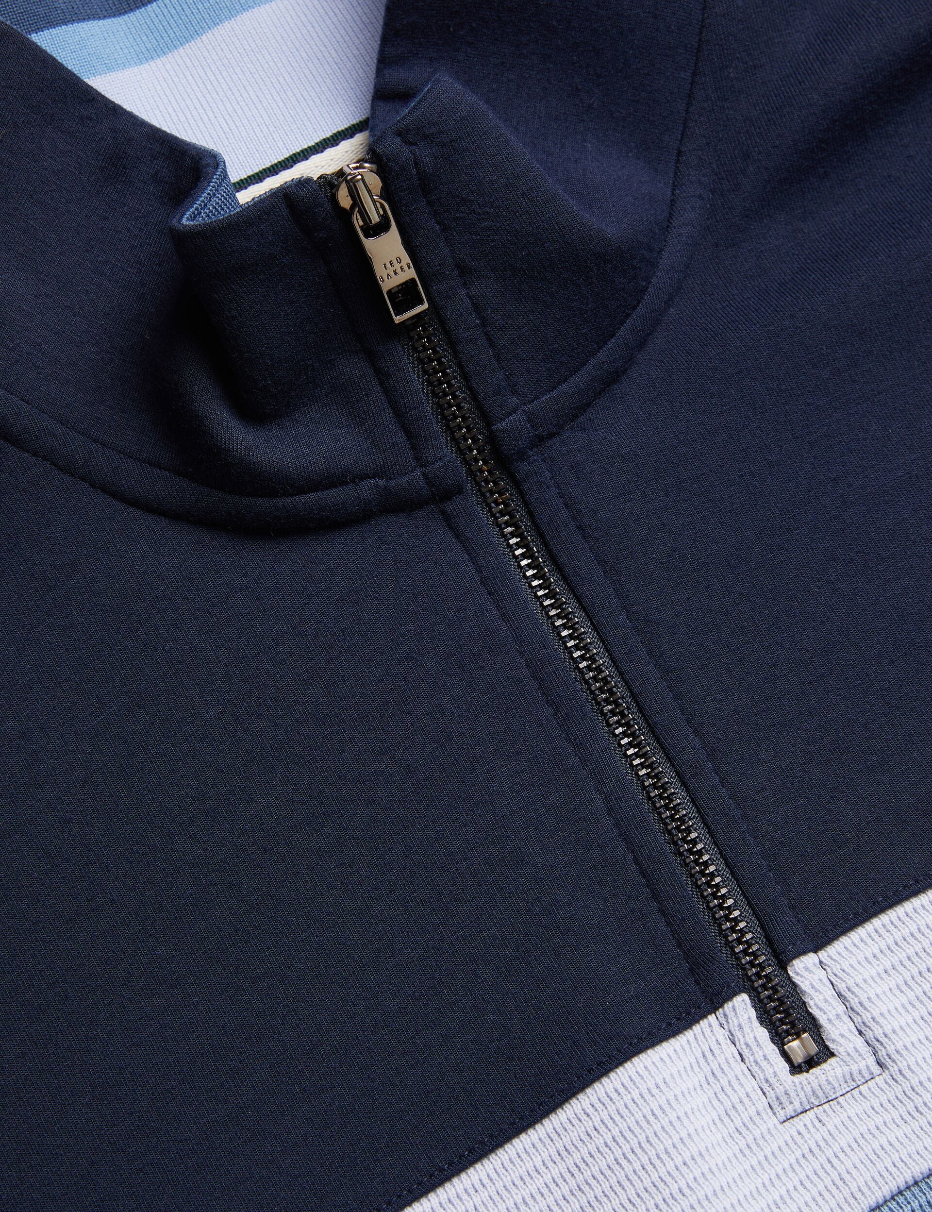 Ted Baker LONGMAN - Ombre Stripe Half-Zip Sweatshirt NAVY