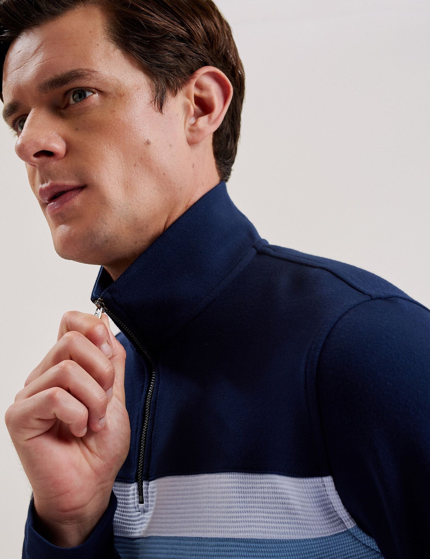 Ted Baker LONGMAN - Ombre Stripe Half-Zip Sweatshirt NAVY
