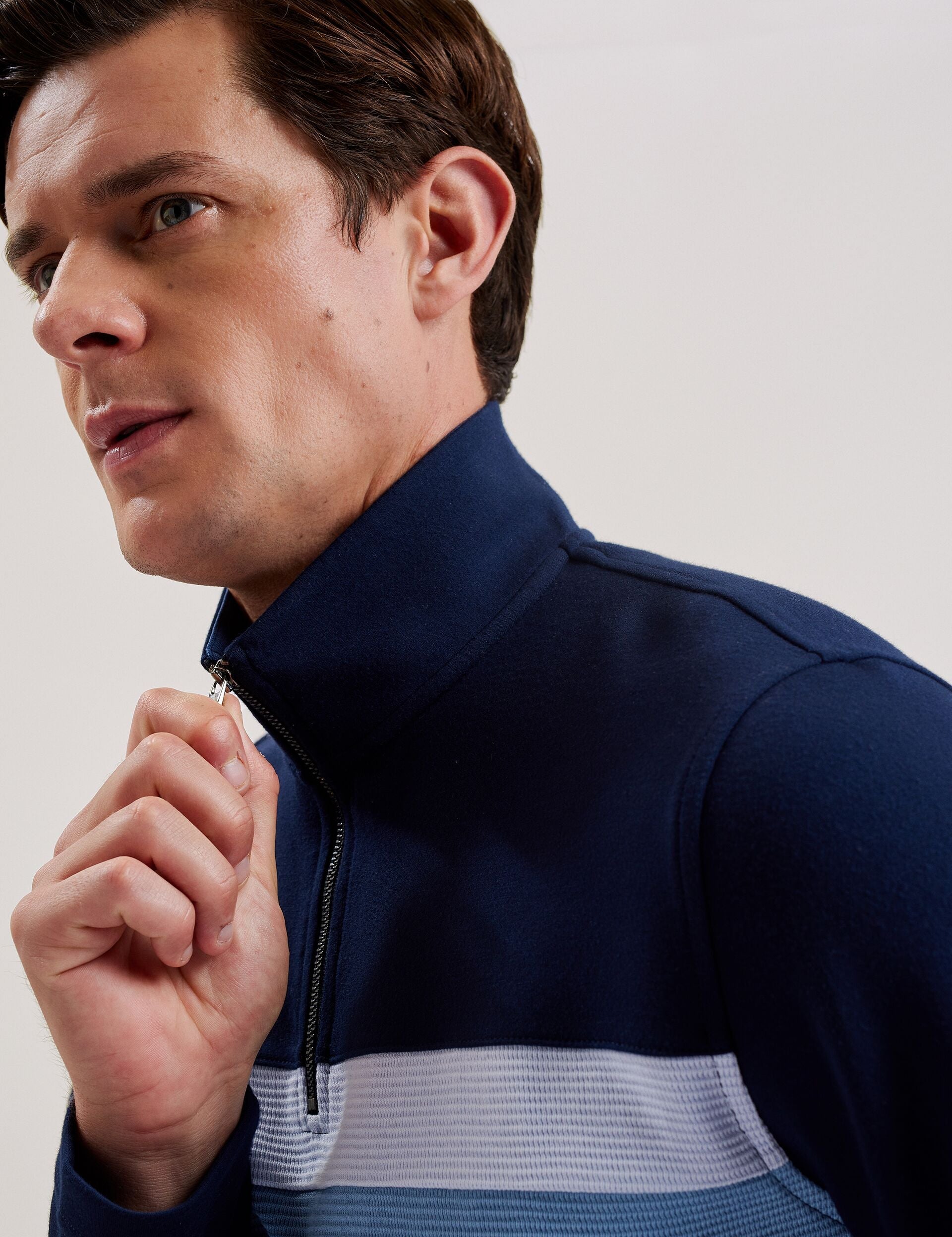 Ted Baker LONGMAN - Ombre Stripe Half-Zip Sweatshirt NAVY