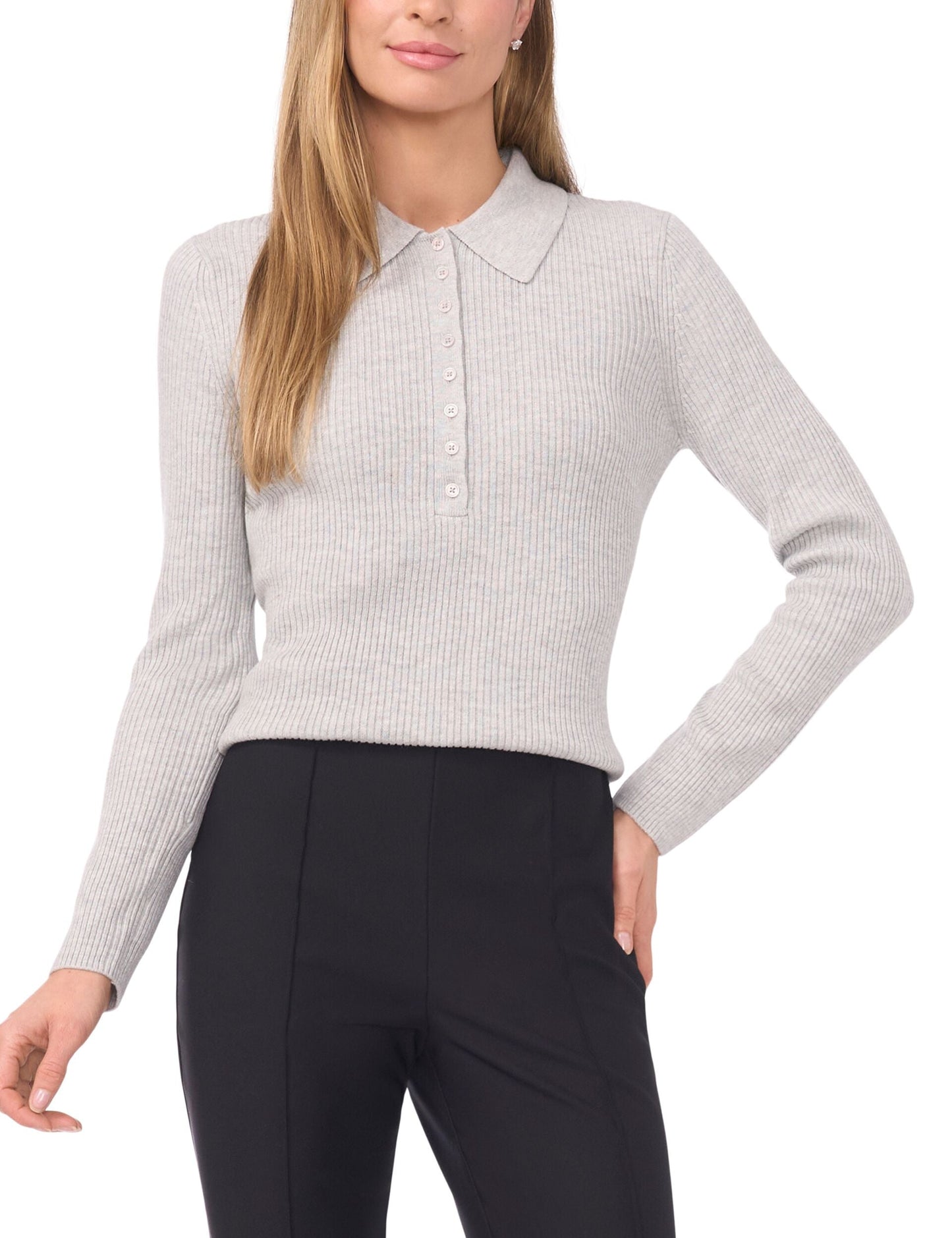 Ted Baker JALIA - Collar Top with Rib GREY MARL