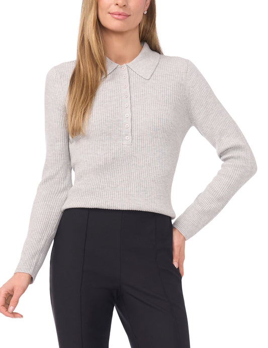 Ted Baker JALIA - Collar Top with Rib GREY MARL