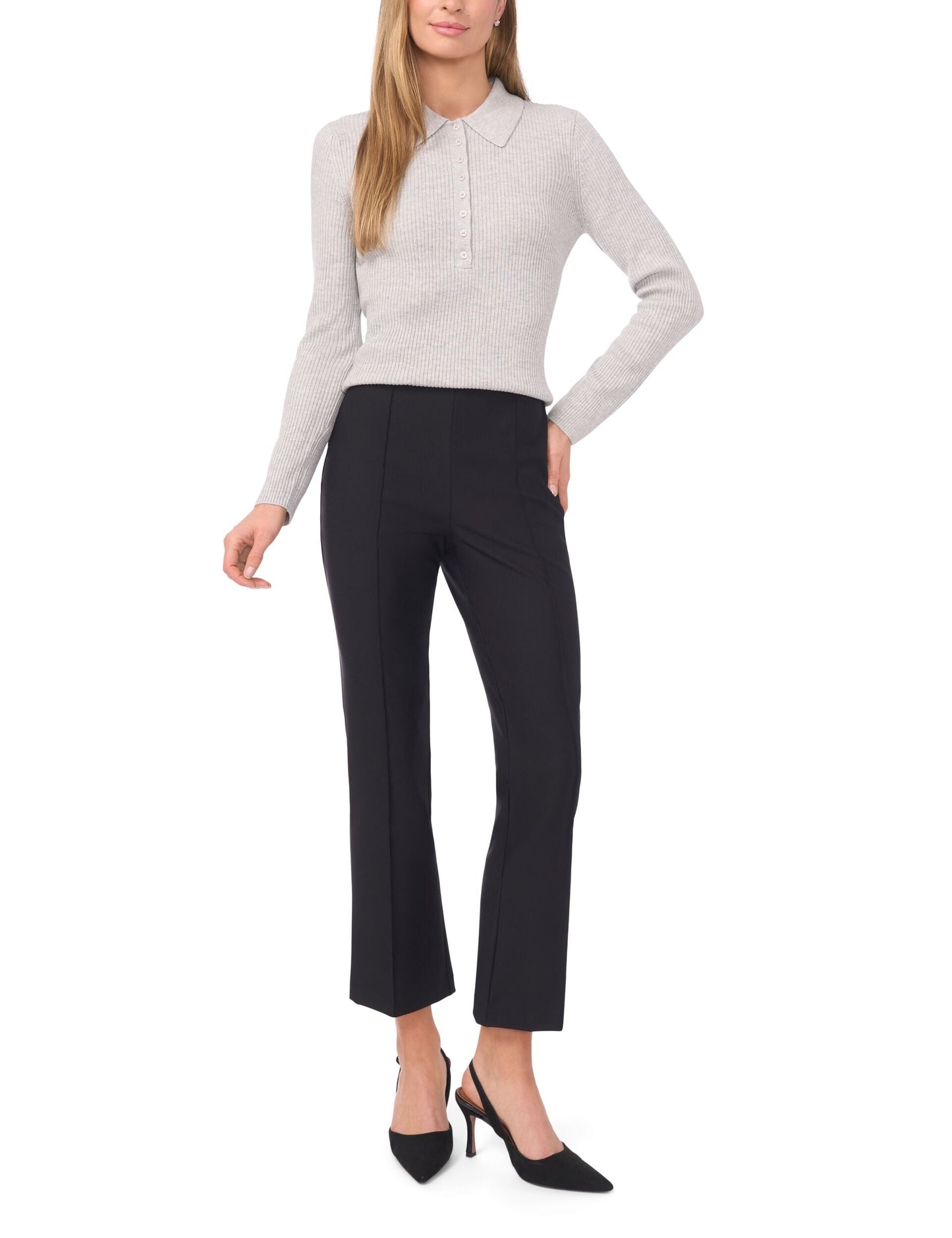 Ted Baker JALIA - Collar Top with Rib GREY MARL