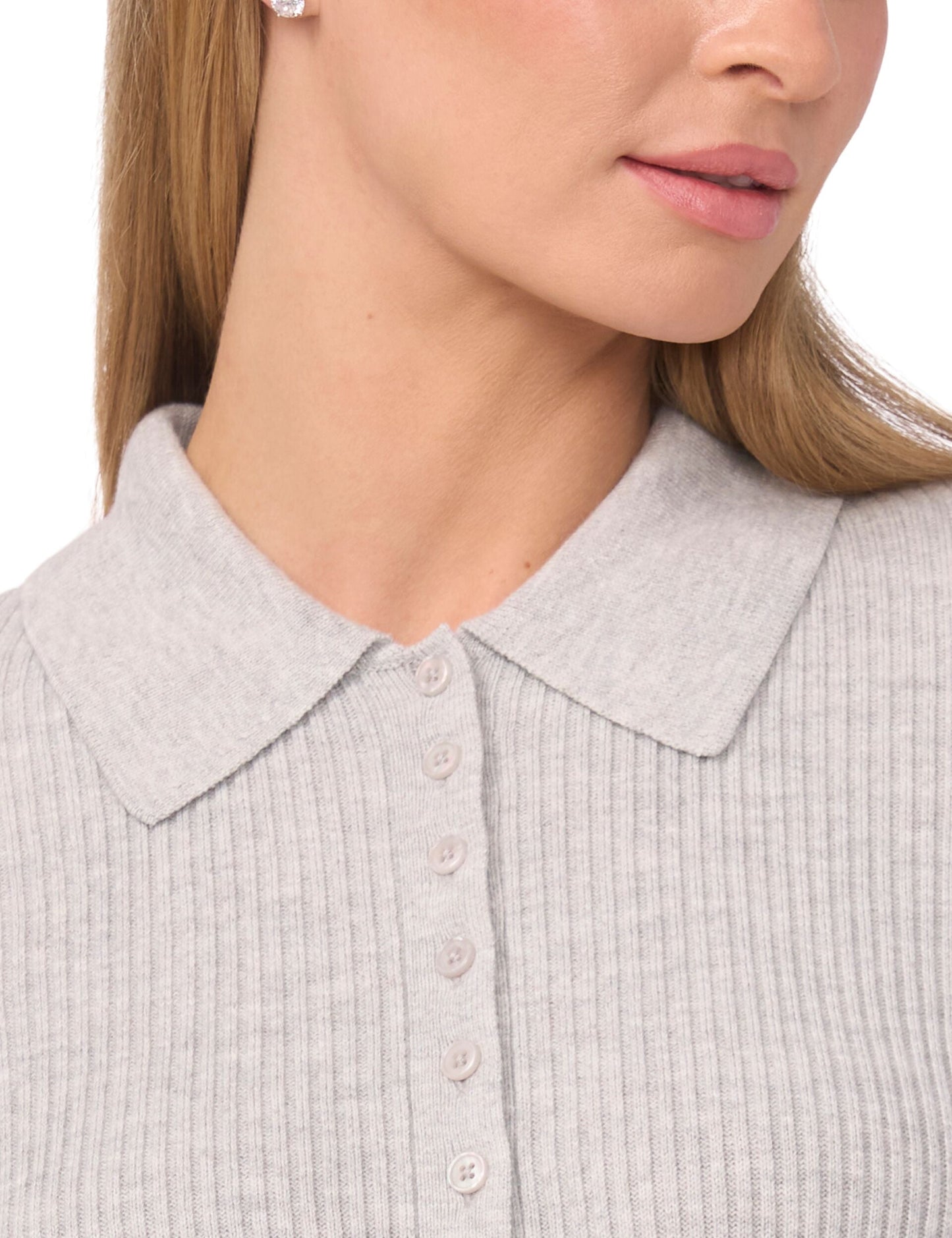 Ted Baker JALIA - Collar Top with Rib GREY MARL