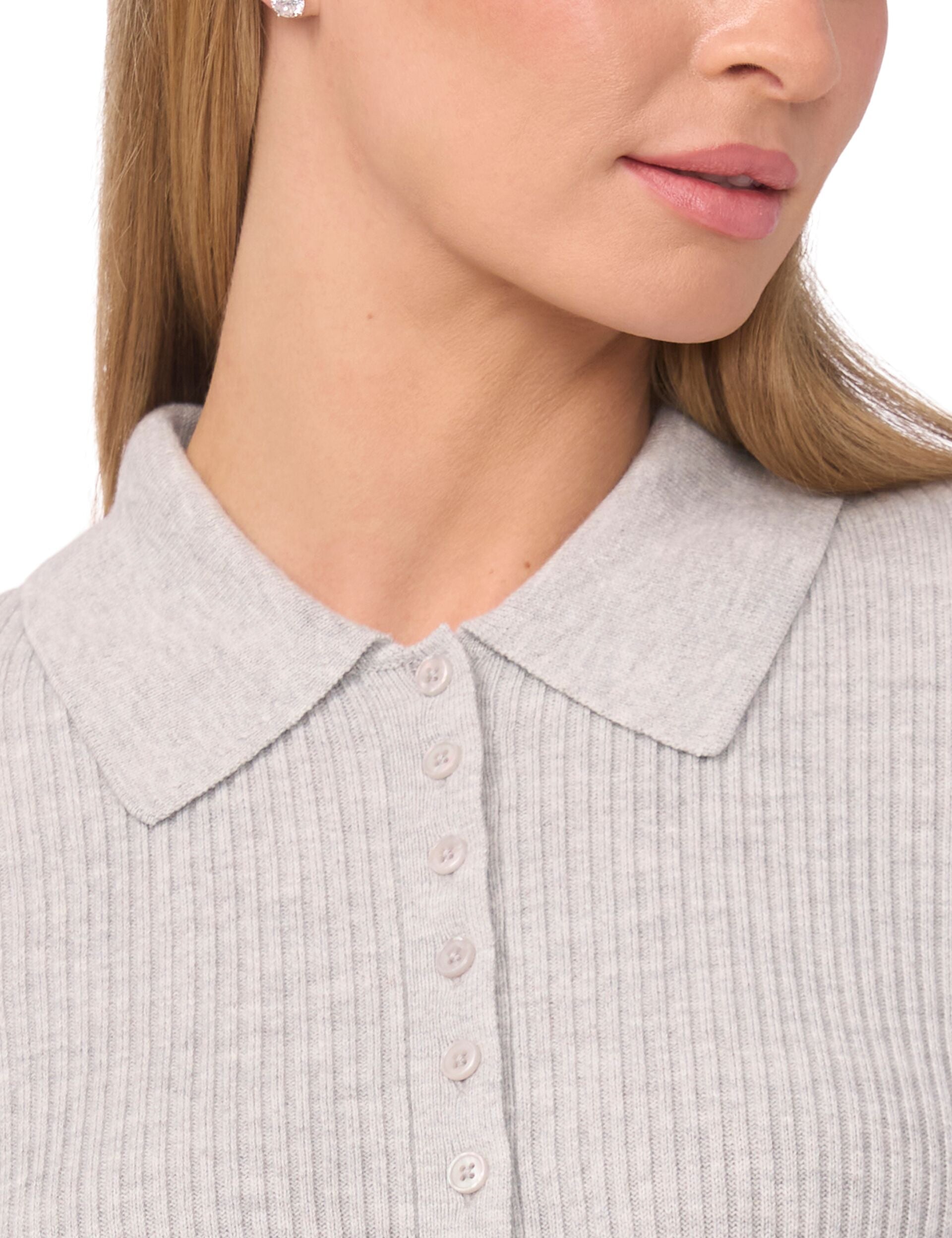 Ted Baker JALIA - Collar Top with Rib GREY MARL
