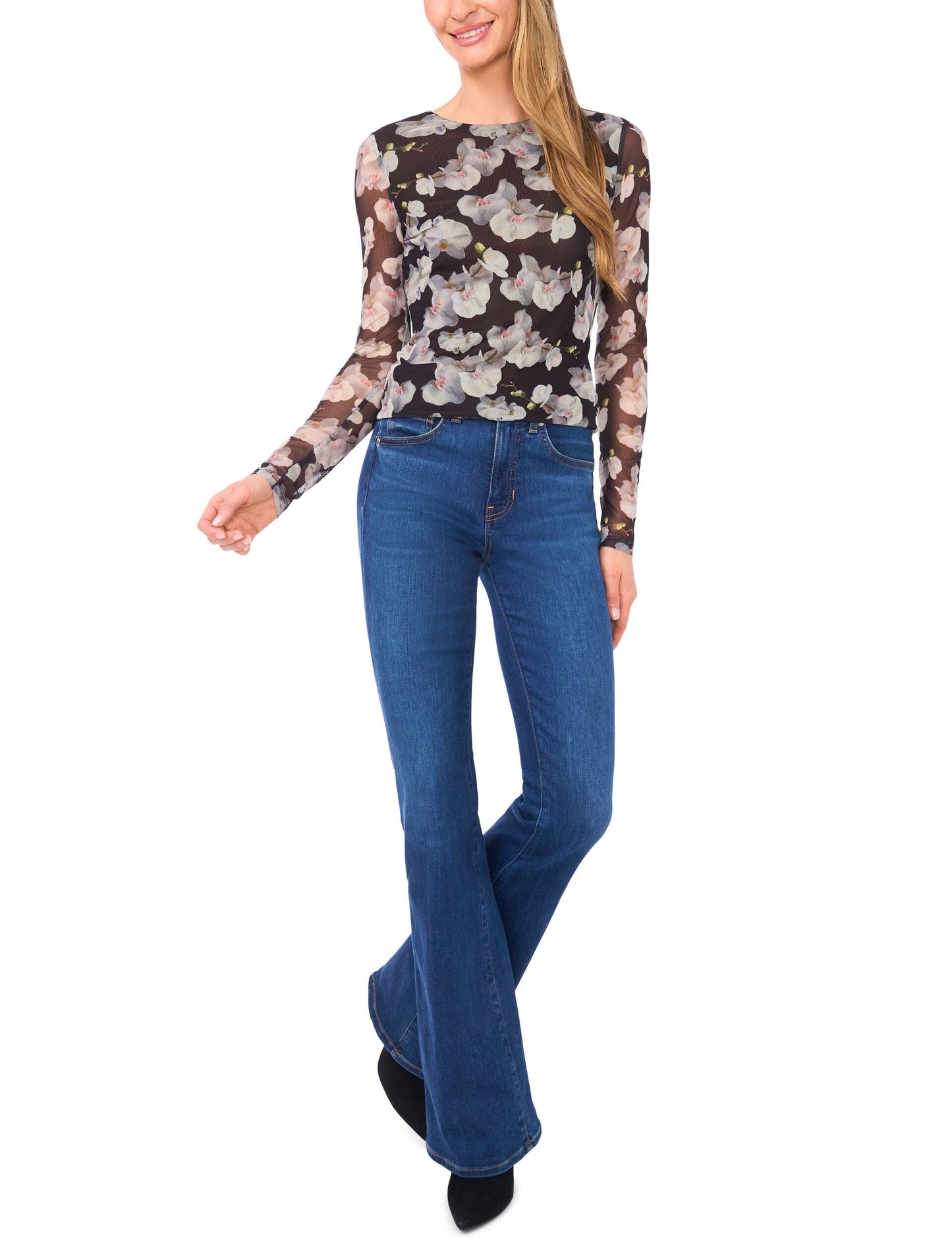 Ted Baker ORCHIRAE – Crew Neck Long Sleeve Top BLACK