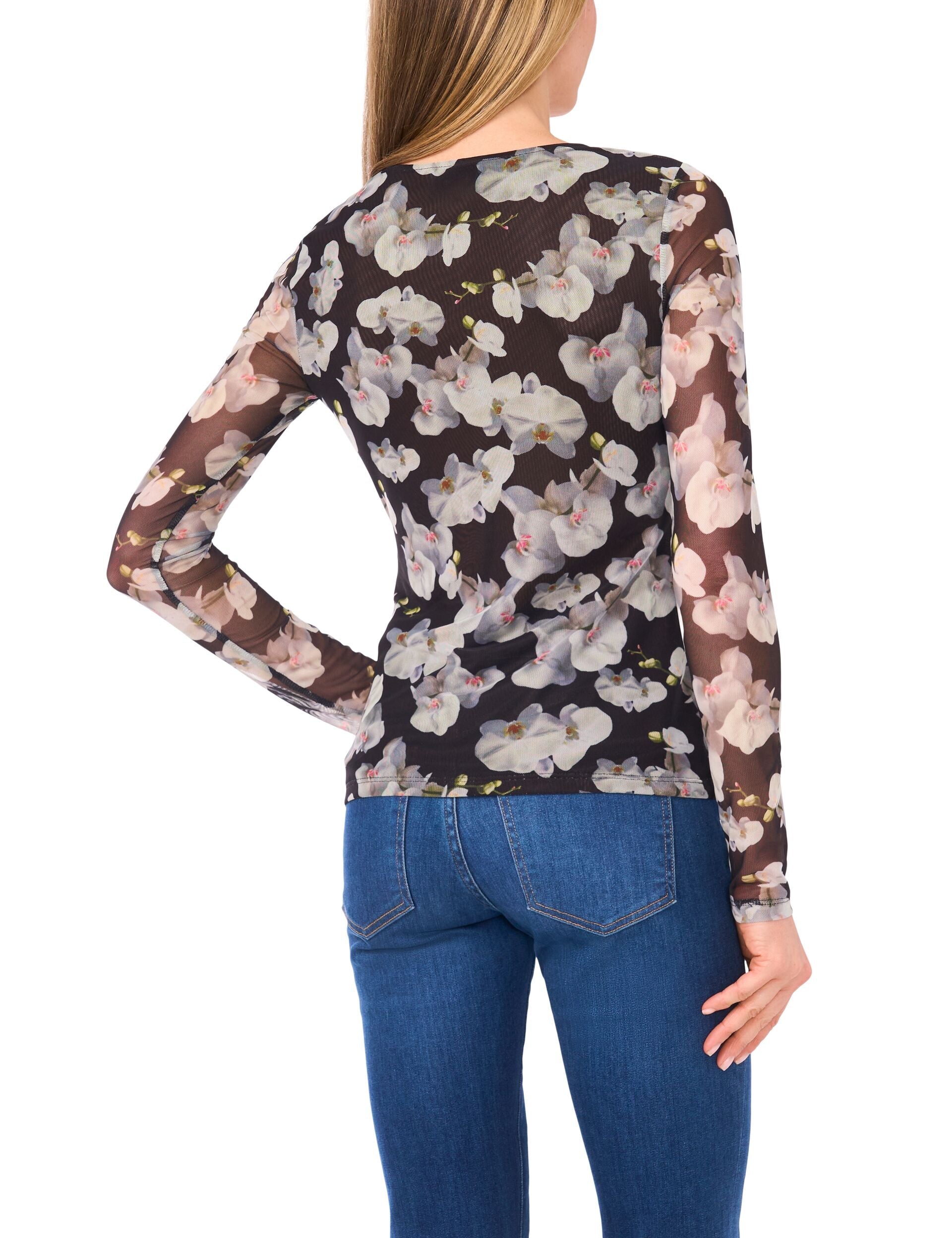 Ted Baker ORCHIRAE – Crew Neck Long Sleeve Top BLACK