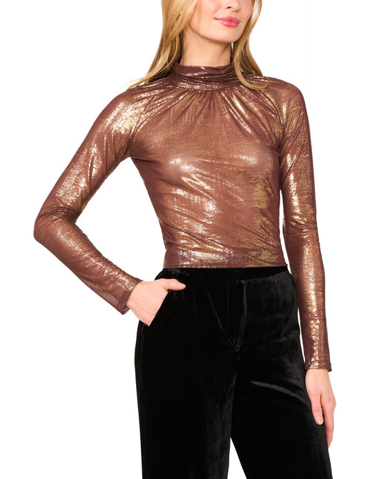 Ted Baker SOFINA - Ruched Turtleneck Top LIGHT BROWN