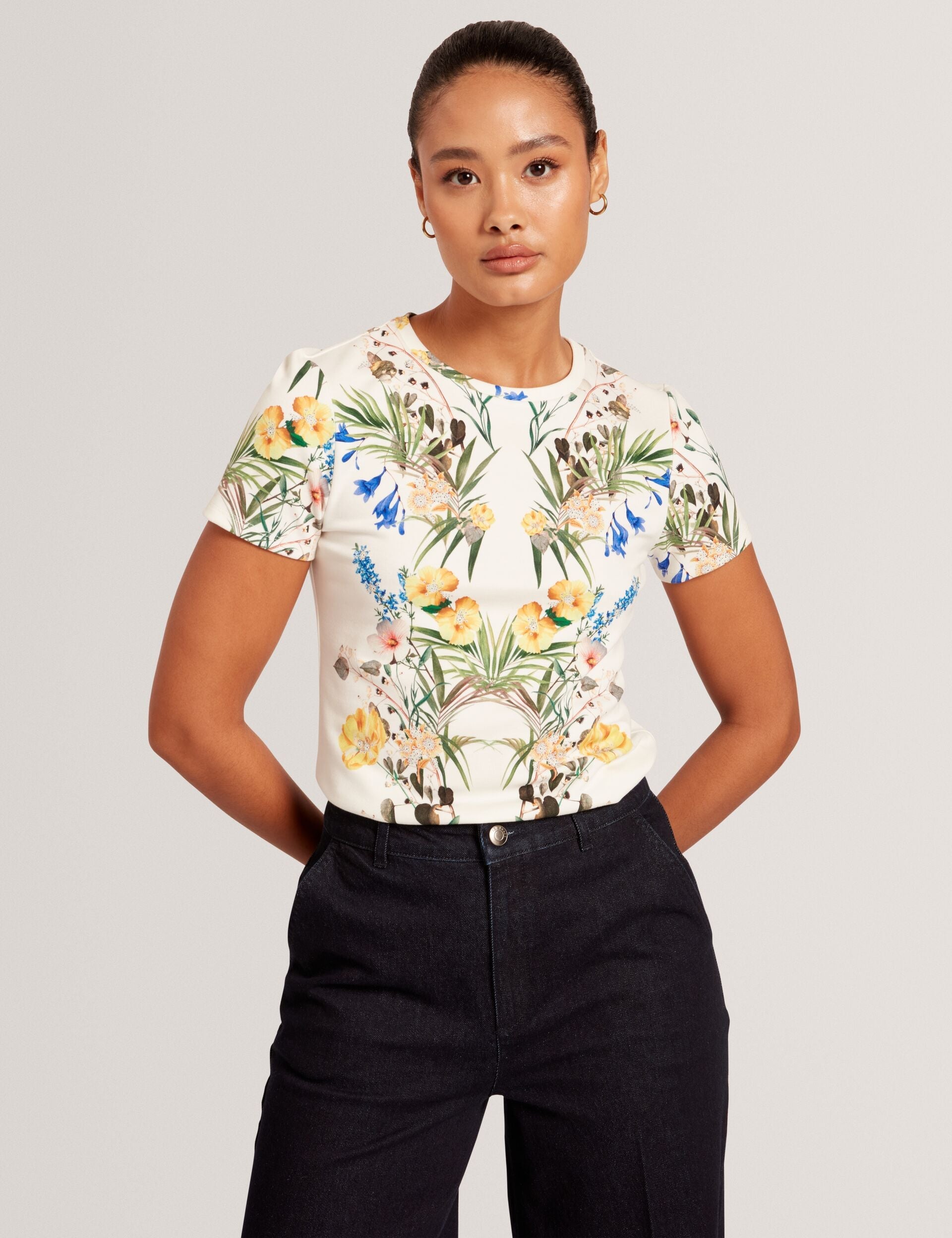 Ted Baker ALLOVER FLORAL T-SHIRT - White WHITE