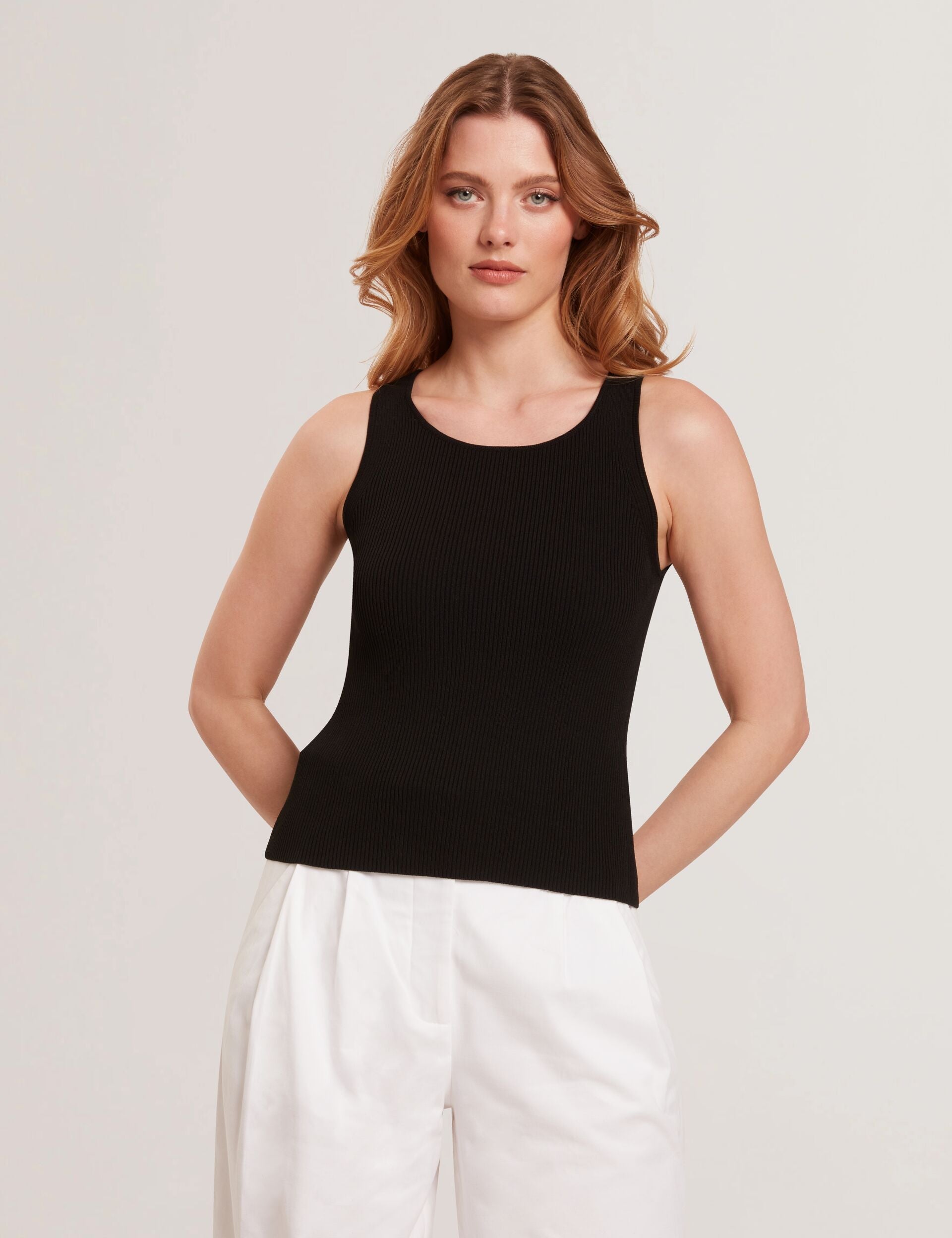 Ted Baker CREW NECK TANK TOP WITH RIB - Black BLACK