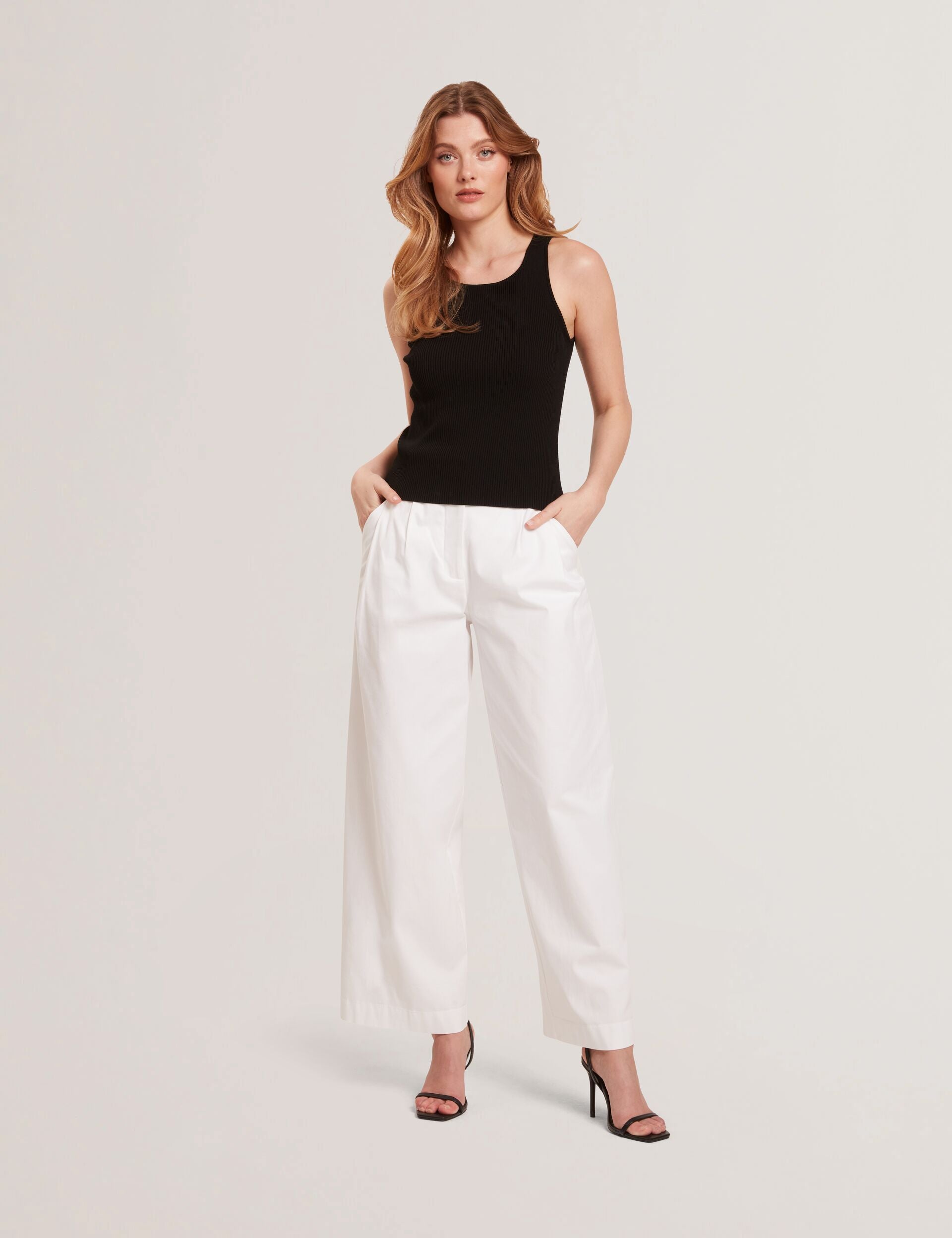 Ted Baker CREW NECK TANK TOP WITH RIB - Black BLACK