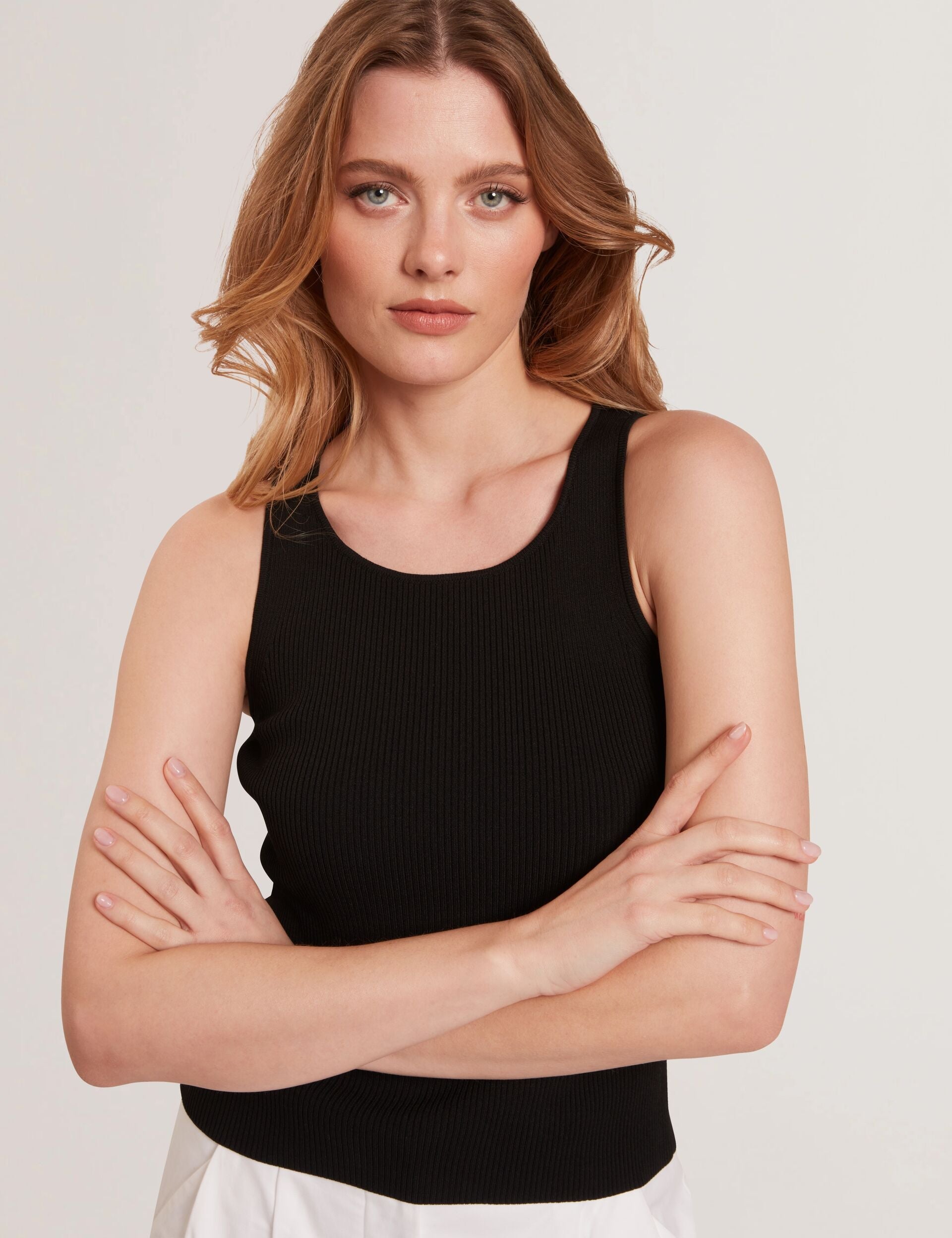 Ted Baker CREW NECK TANK TOP WITH RIB - Black BLACK