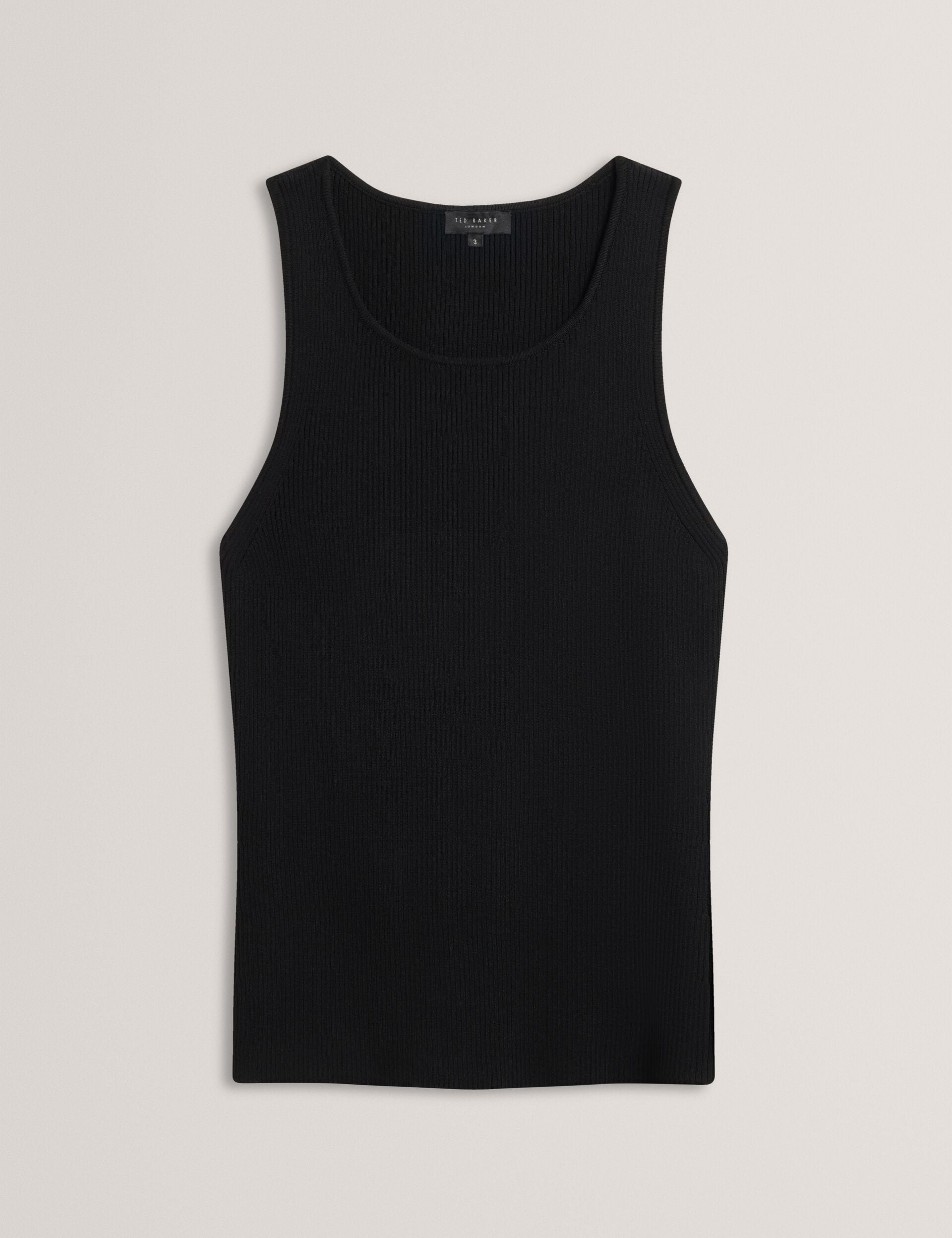 Ted Baker CREW NECK TANK TOP WITH RIB - Black BLACK