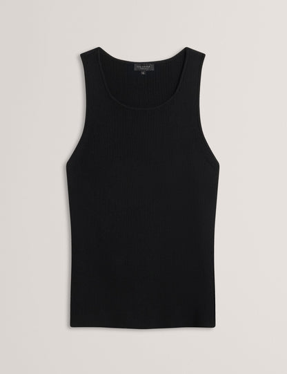 Ted Baker CREW NECK TANK TOP WITH RIB - Black BLACK