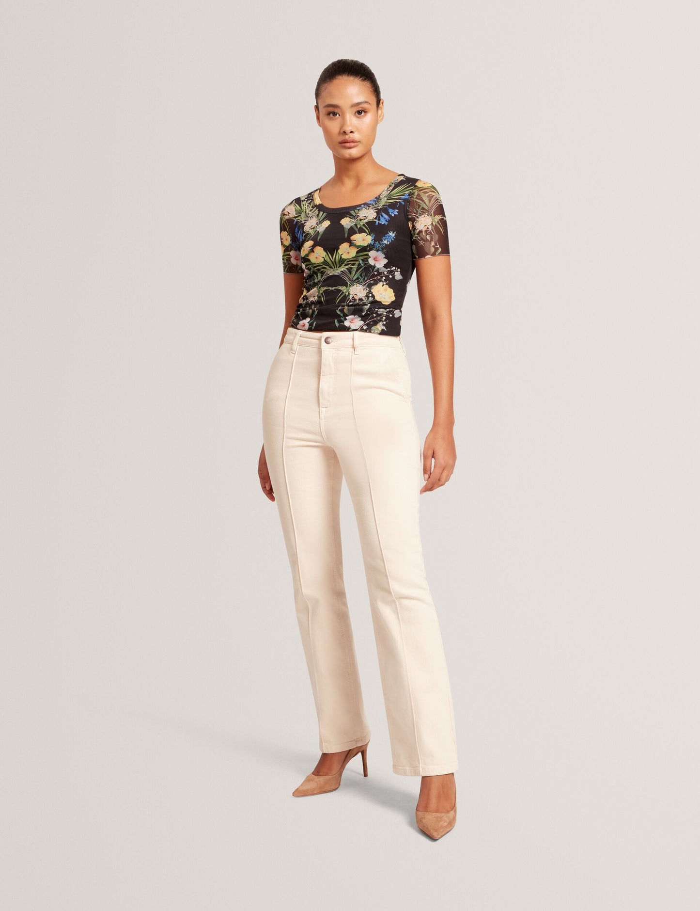 Ted Baker SHORT SLEEVE CREW MESH TOP - Black BLACK