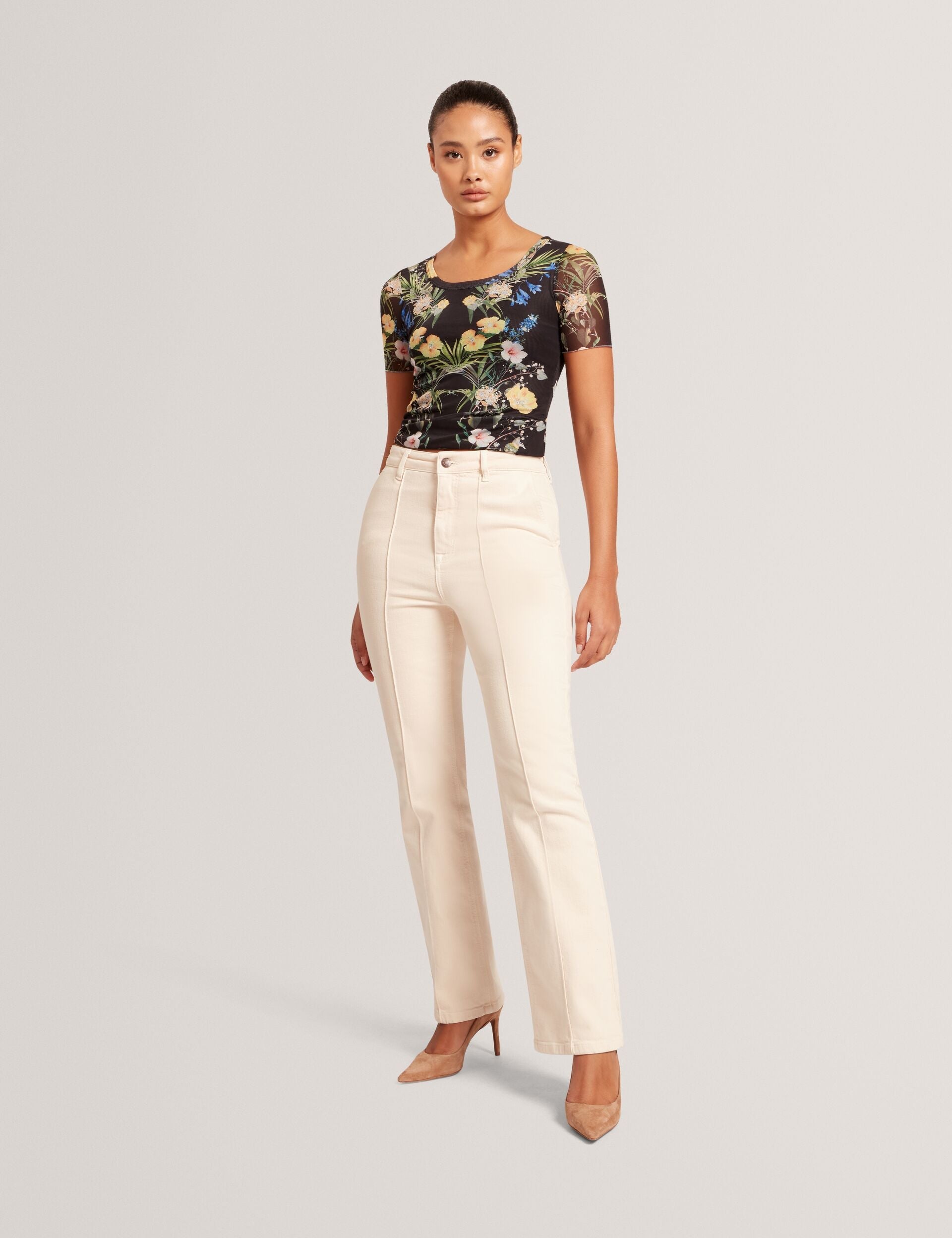 Ted Baker SHORT SLEEVE CREW MESH TOP - Black BLACK