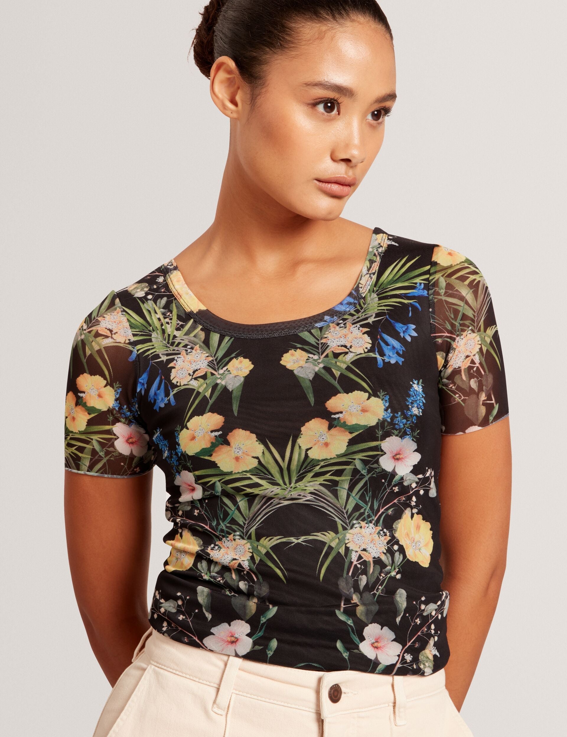 Ted Baker SHORT SLEEVE CREW MESH TOP - Black BLACK