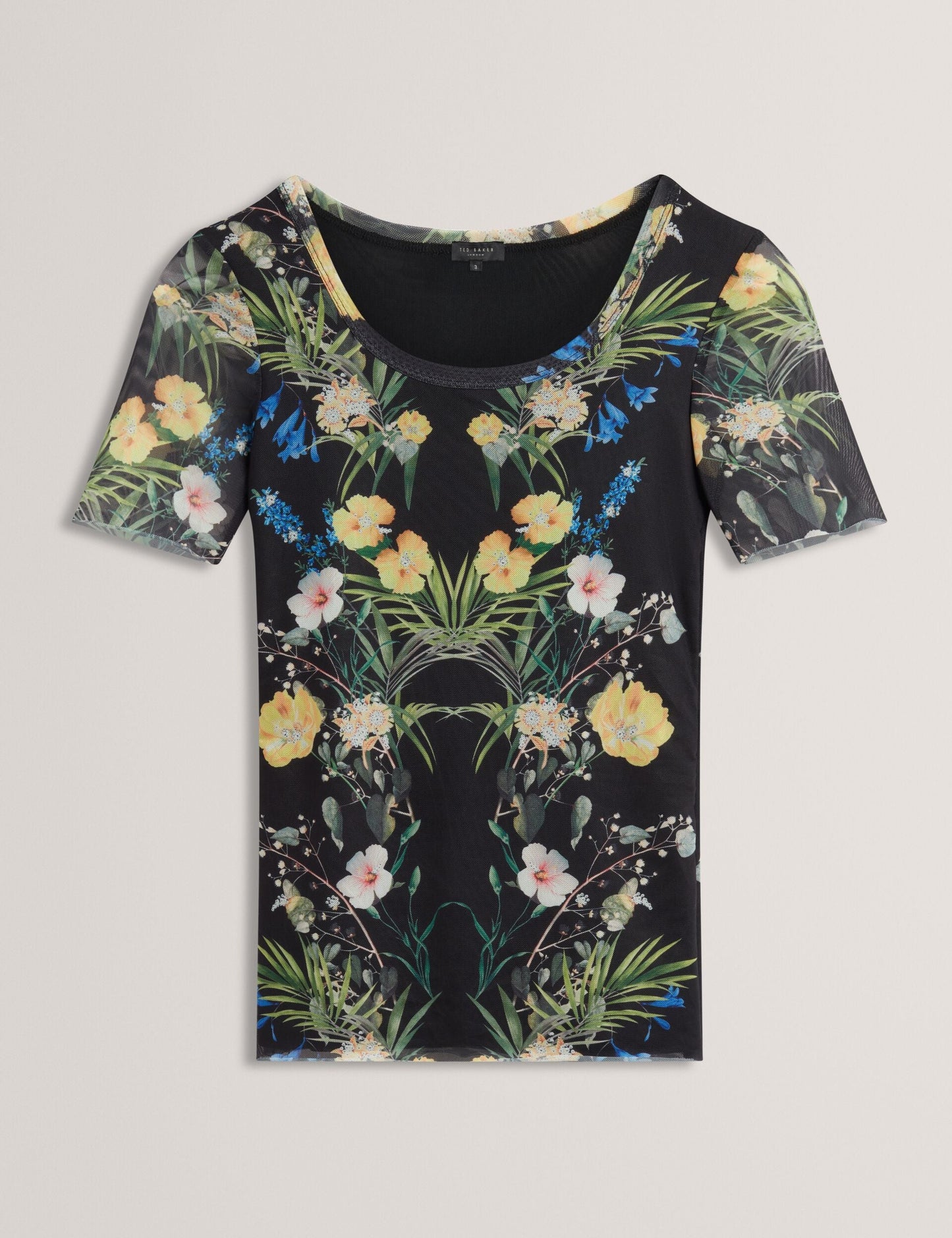 Ted Baker SHORT SLEEVE CREW MESH TOP - Black BLACK