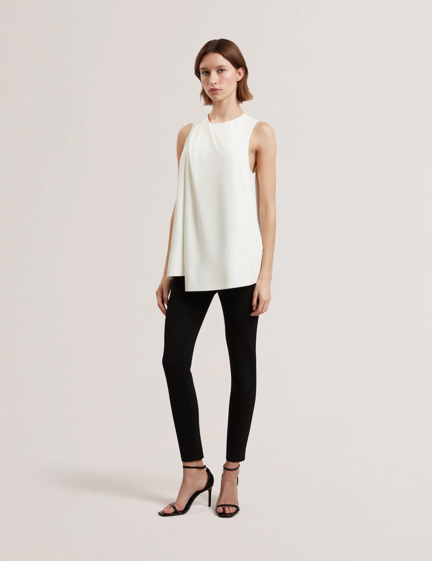 Ted Baker ICANA - Draped Front Asymmetric Sleeveless Top IVORY