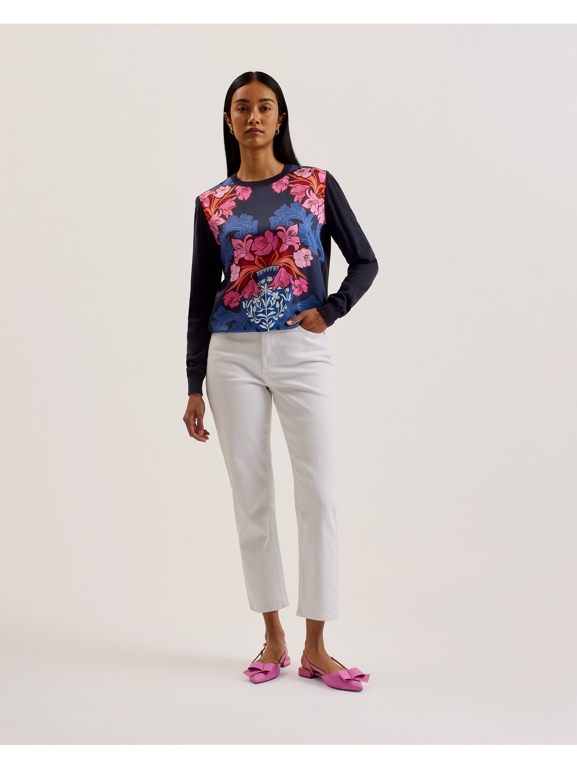 Ted Baker Teanha - Woven Front Printed Jumper NAVY