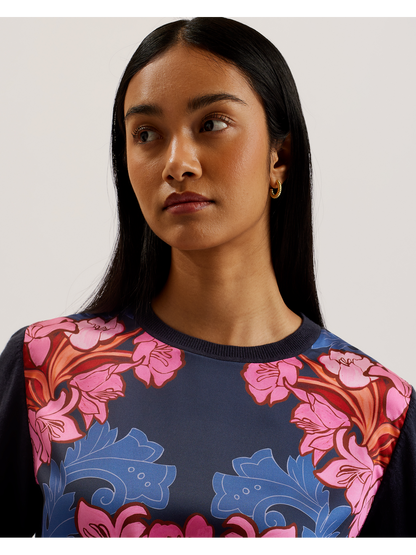 Ted Baker Teanha - Woven Front Printed Jumper NAVY