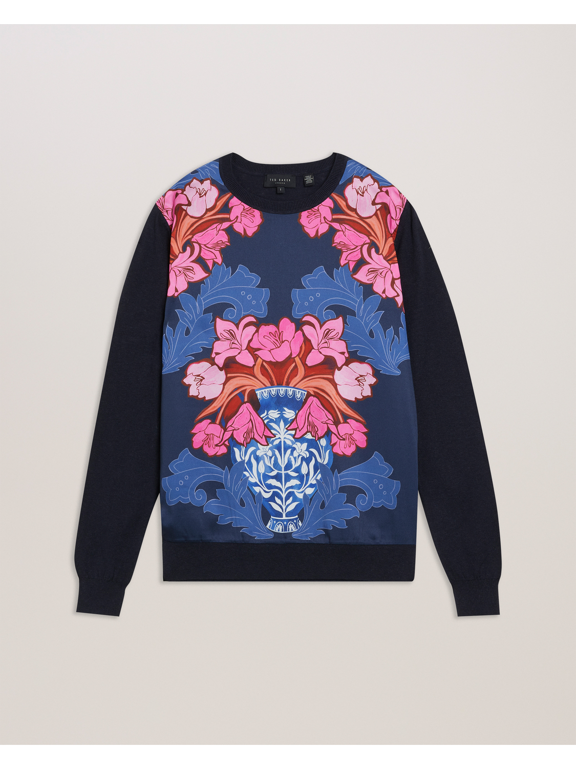Ted Baker Teanha - Woven Front Printed Jumper NAVY