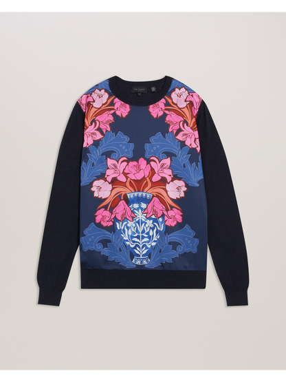 Ted Baker Teanha - Woven Front Printed Jumper NAVY