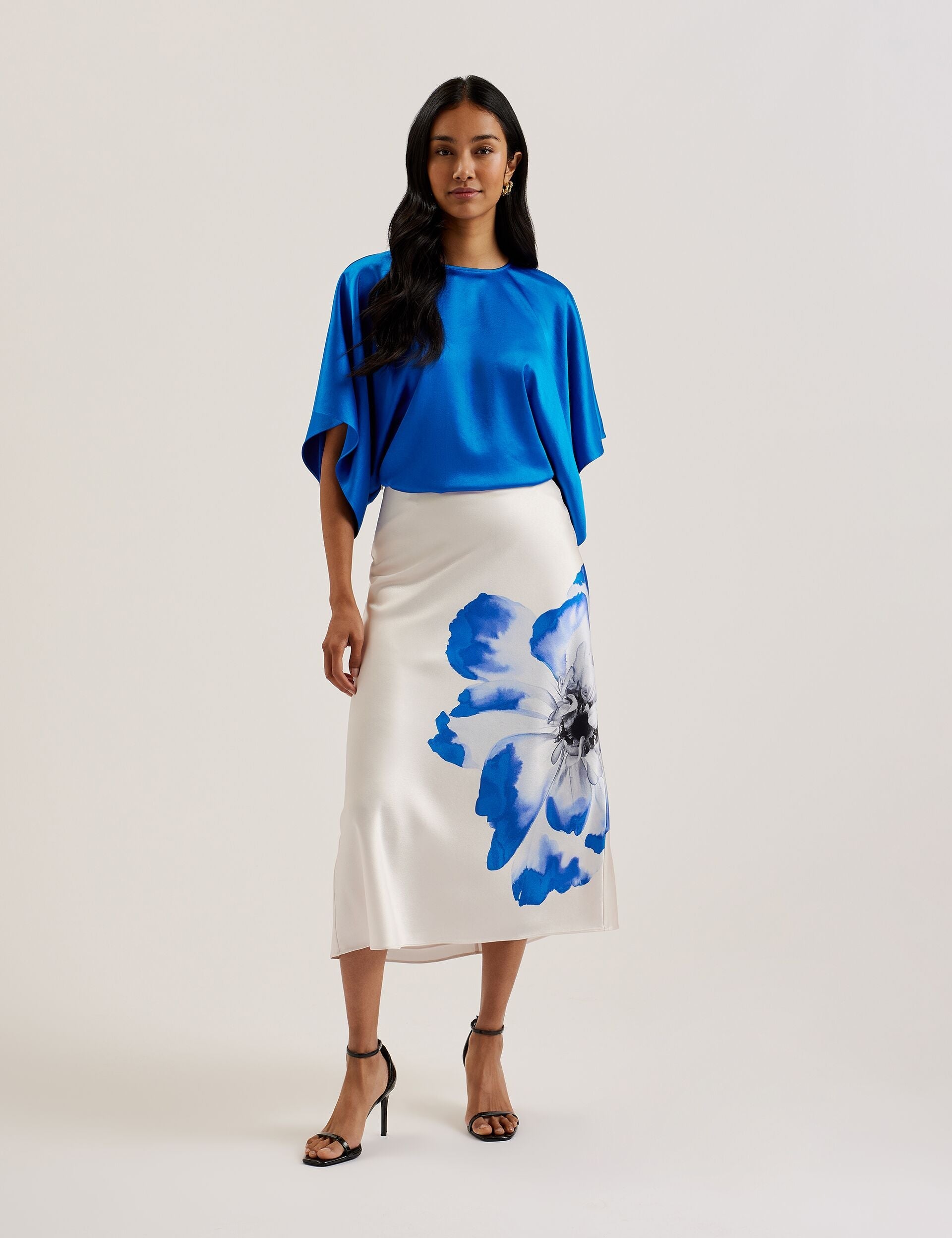 Ted Baker CHERIKA - Batwing Short Sleeve Satin Blouse BLUE