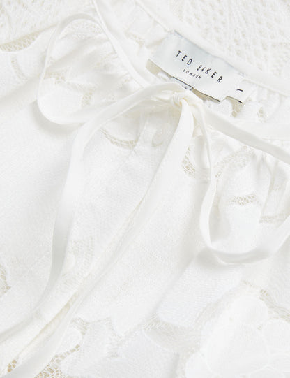 Ted Baker BACINA - Lace 3/4 Balloon Sleeve Blouse WHITE