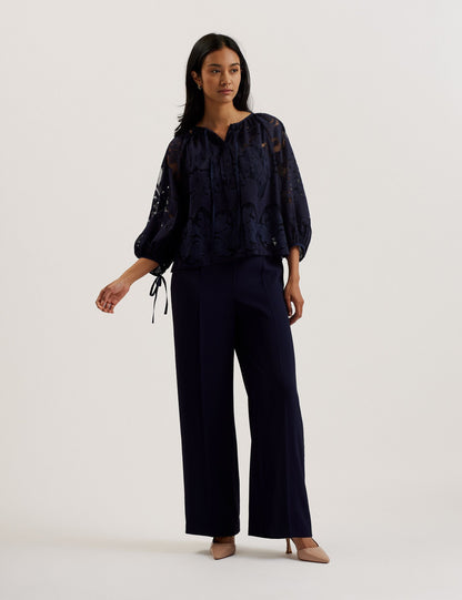 Ted Baker BACINA - Lace 3/4 Balloon Sleeve Blouse DARK BLUE