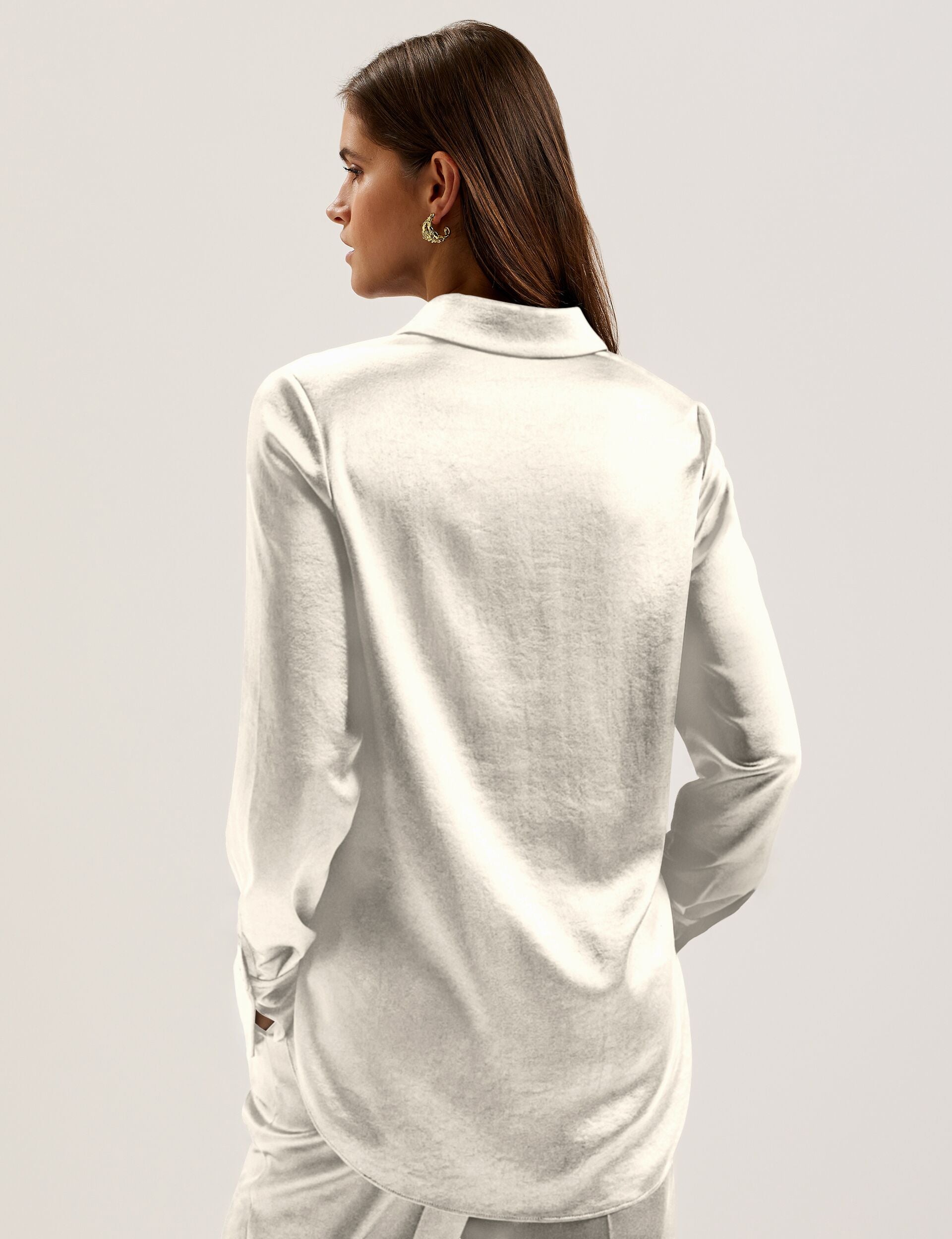 Ted Baker SONORA - Satin Longline Covered Placket Blouse IVORY