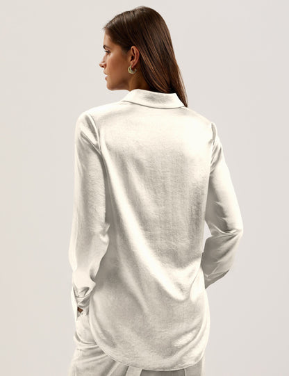 Ted Baker SONORA - Satin Longline Covered Placket Blouse IVORY