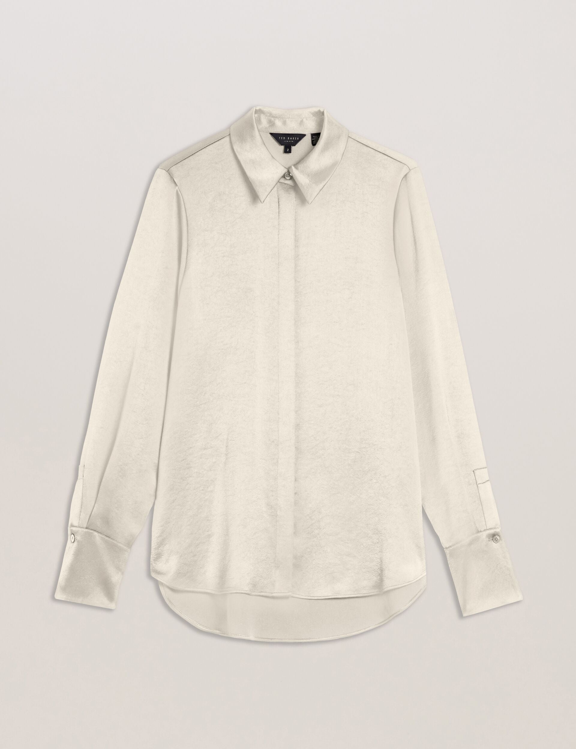 Ted Baker SONORA - Satin Longline Covered Placket Blouse IVORY