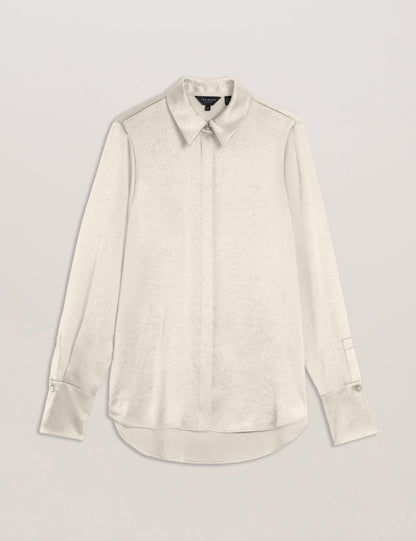 Ted Baker SONORA - Satin Longline Covered Placket Blouse IVORY