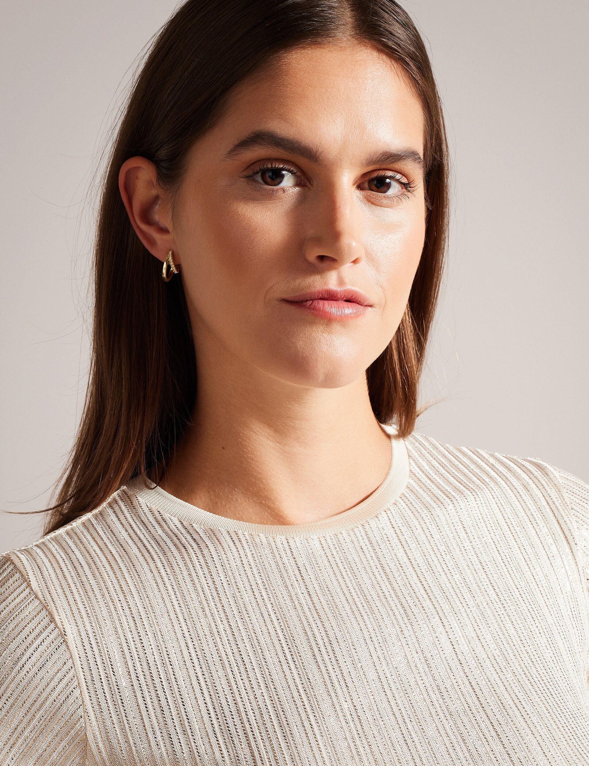 Ted Baker KATRINO - Metallic Short Sleeve Crew Neck GOLD