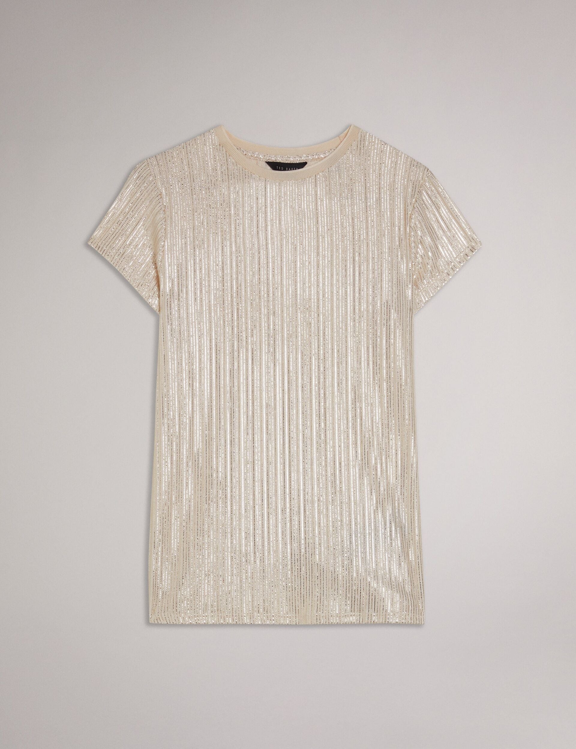 Ted Baker KATRINO - Metallic Short Sleeve Crew Neck GOLD