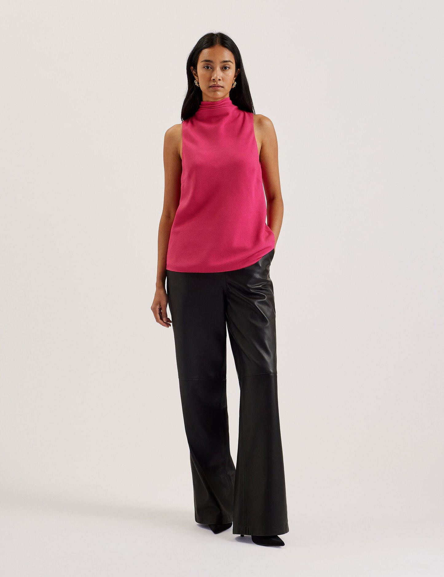 Ted Baker ANINI - Textured High Neck Sleeveless Top FUCHSIA