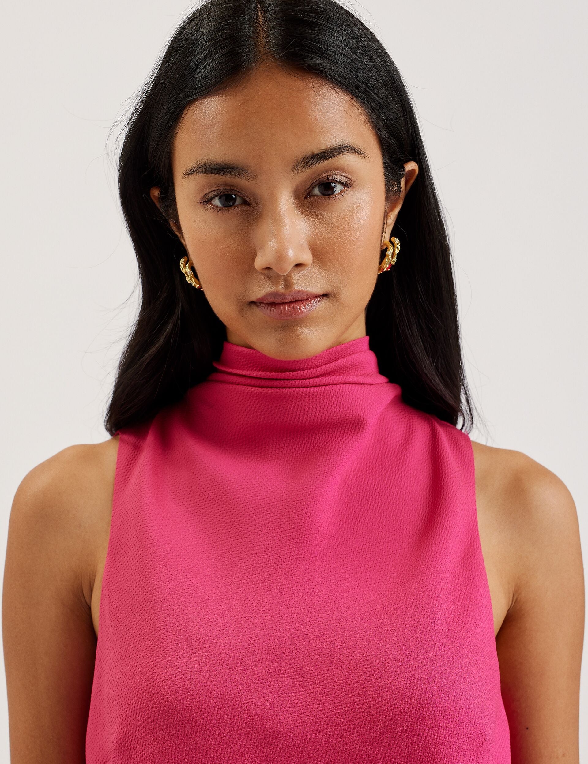 Ted Baker ANINI - Textured High Neck Sleeveless Top FUCHSIA