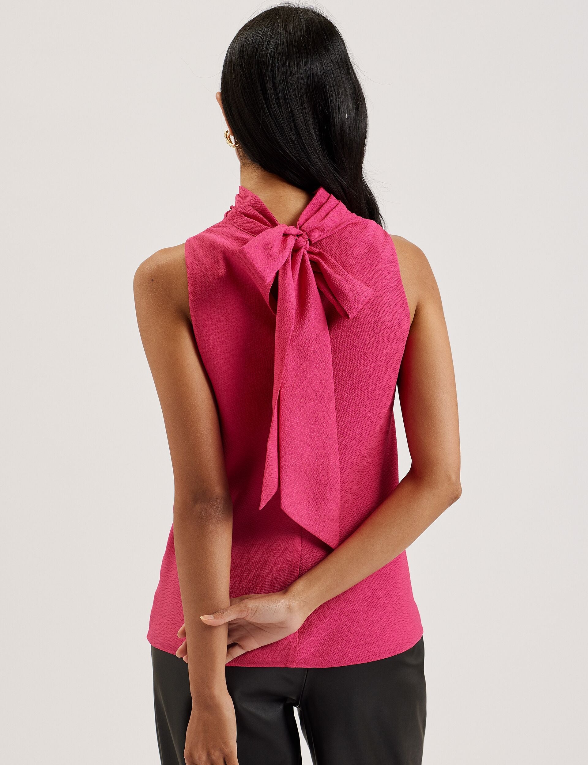 Ted Baker ANINI - Textured High Neck Sleeveless Top FUCHSIA