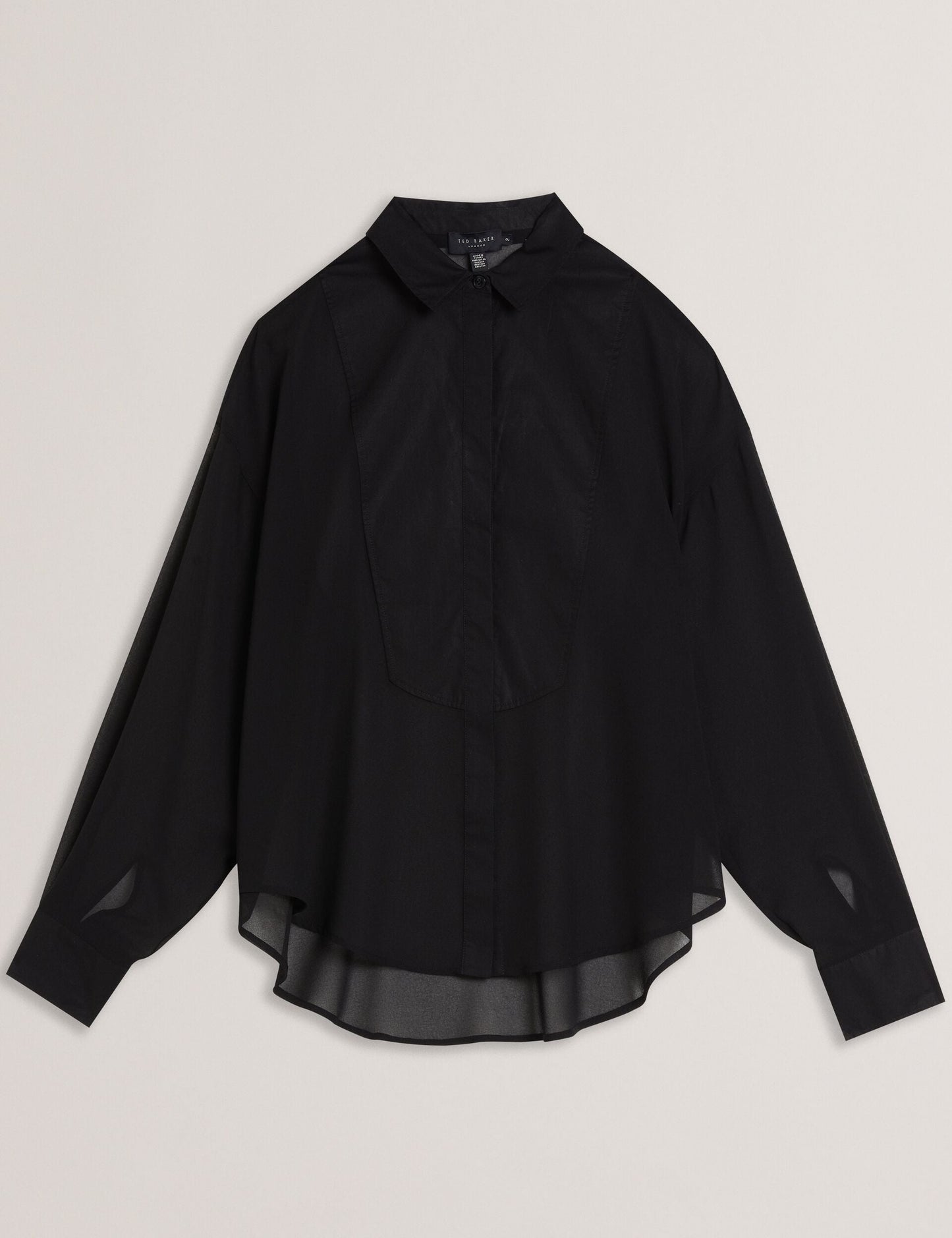 Ted Baker LECHOSA - Bib Front Sheer Long Sleeve Blouse BLACK