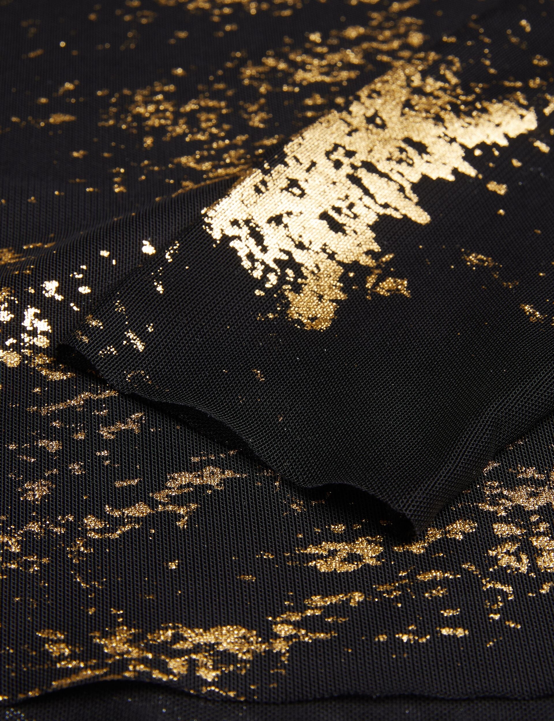 Ted Baker KARENHA - Foil Printed Slash Neck Mesh Top BLACK