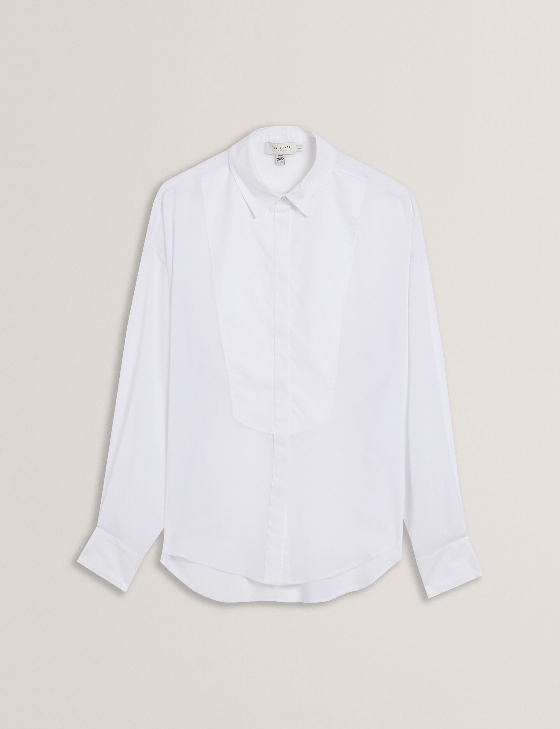 Ted Baker LECHOSA - Bib Front Sheer Long Sleeve Blouse WHITE