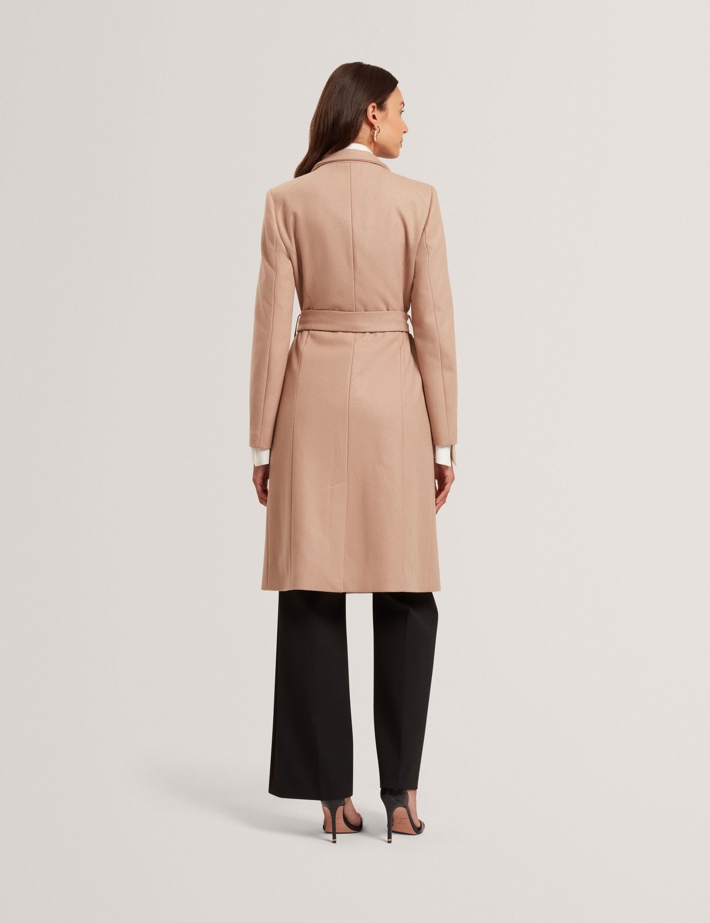 Ted Baker ROSE Mid Length Belted Wool Wrap Coat CAMEL