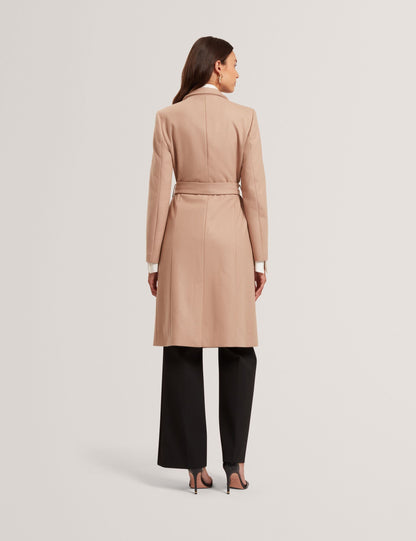 Ted Baker ROSE Mid Length Belted Wool Wrap Coat CAMEL