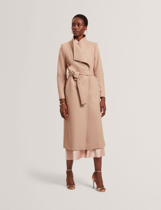 Ted Baker ROSELL Longline Belted Wool Wrap Coat CAMEL